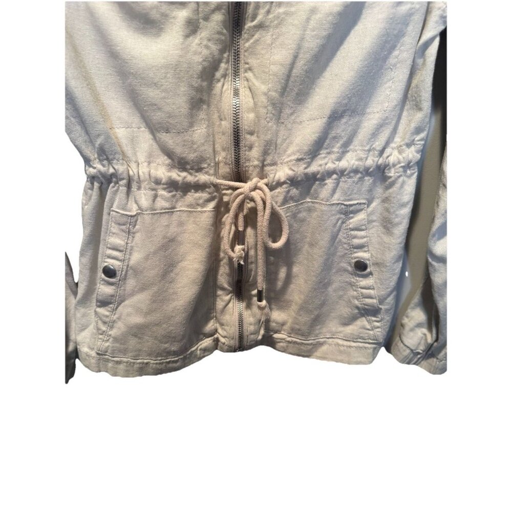 Old Navy Cream Linen Blend Womens Long Sleeve Utility Jacket XS Minimalist - Picture 4 of 11